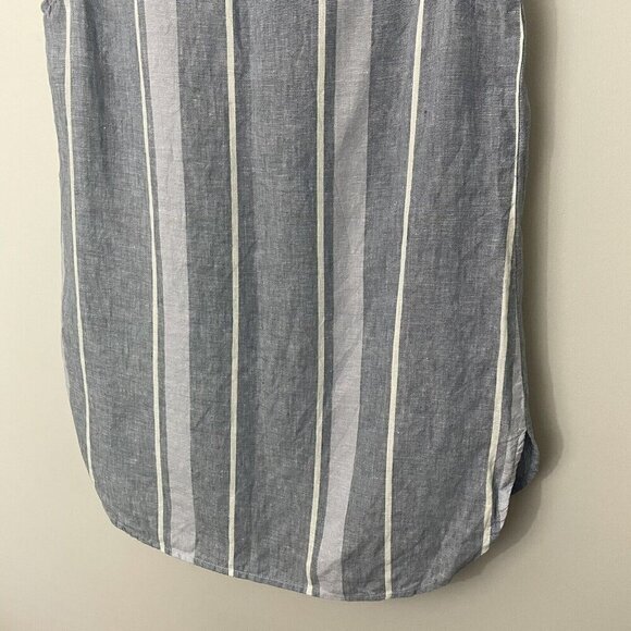 Ellen Tracy 100% Linen Sleeveless Top Womens S Blue White Stripe Button Up - Picture 8 of 10